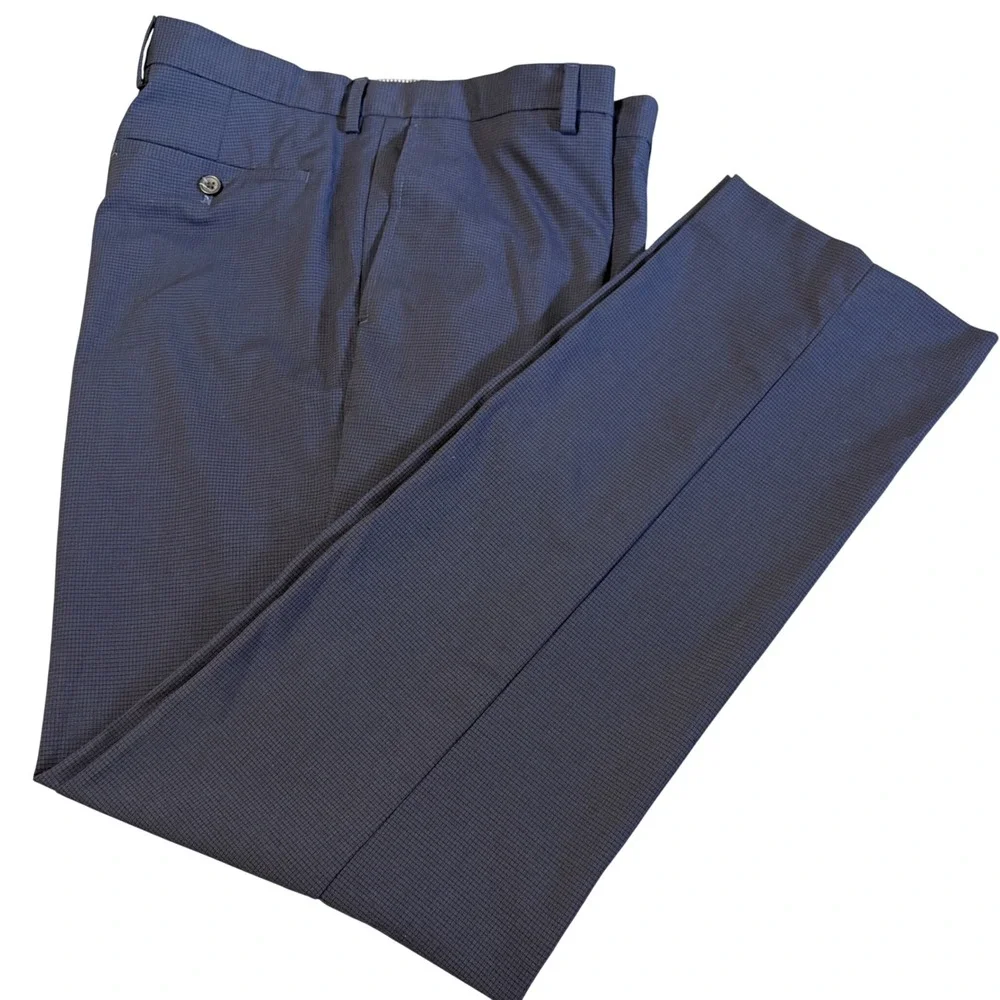 Banana Republic Dress Pants Mens Fits 38x34 Navy Slim Fit Micro Check Trousers